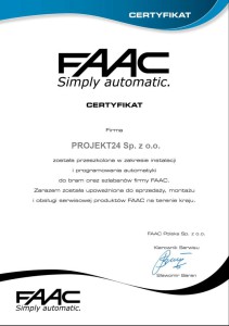 Certyfikat FAAC